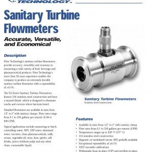 Medidores De Turbina Flow Technology Sanitary Series Inoxidable